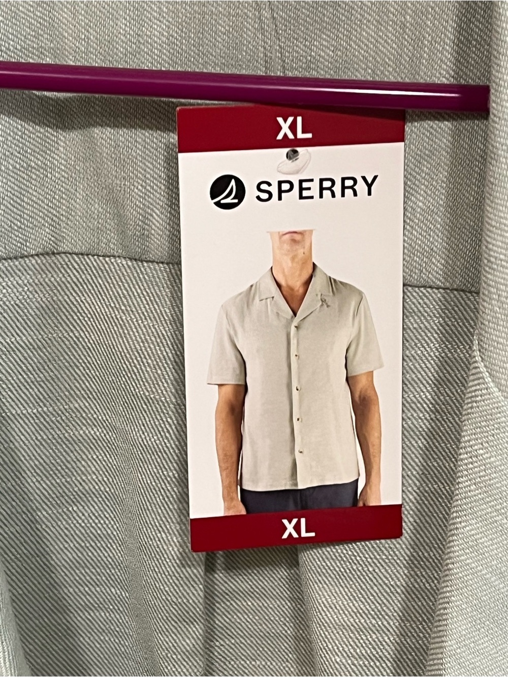 NWT Sperry Men’s Camp Collared Button Down Short Sleeve Shirt - XL - Light Green - Picture 9 of 11